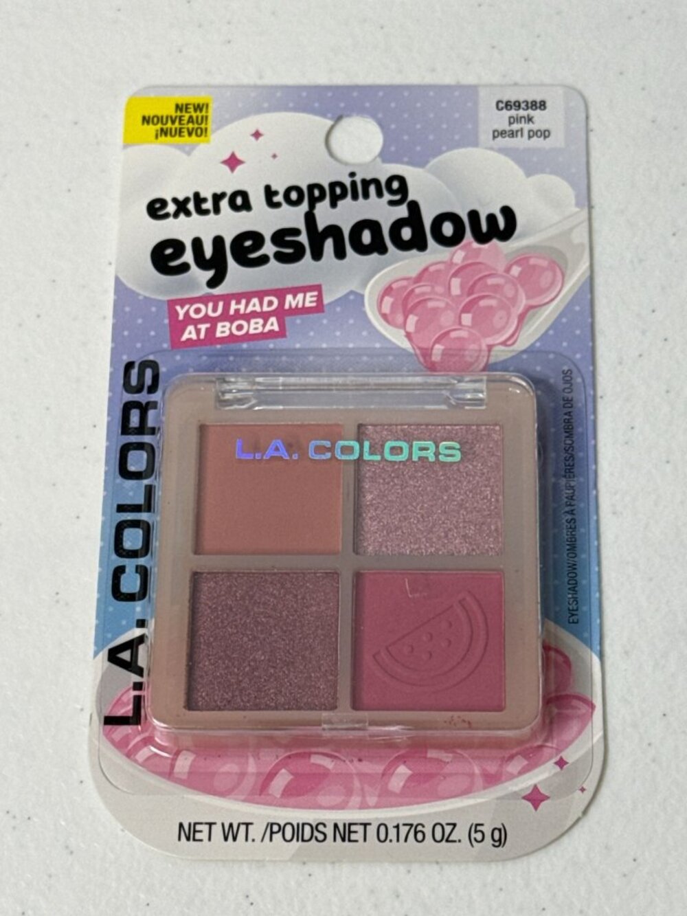 L.A. Colors Extra Topping Eyeshadow Pink Pearl Pop Boba Palette New